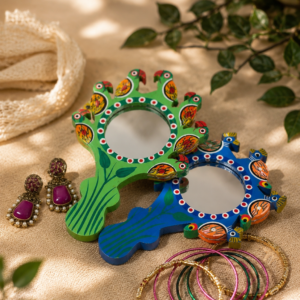Hand painted wodden Hand Mirror